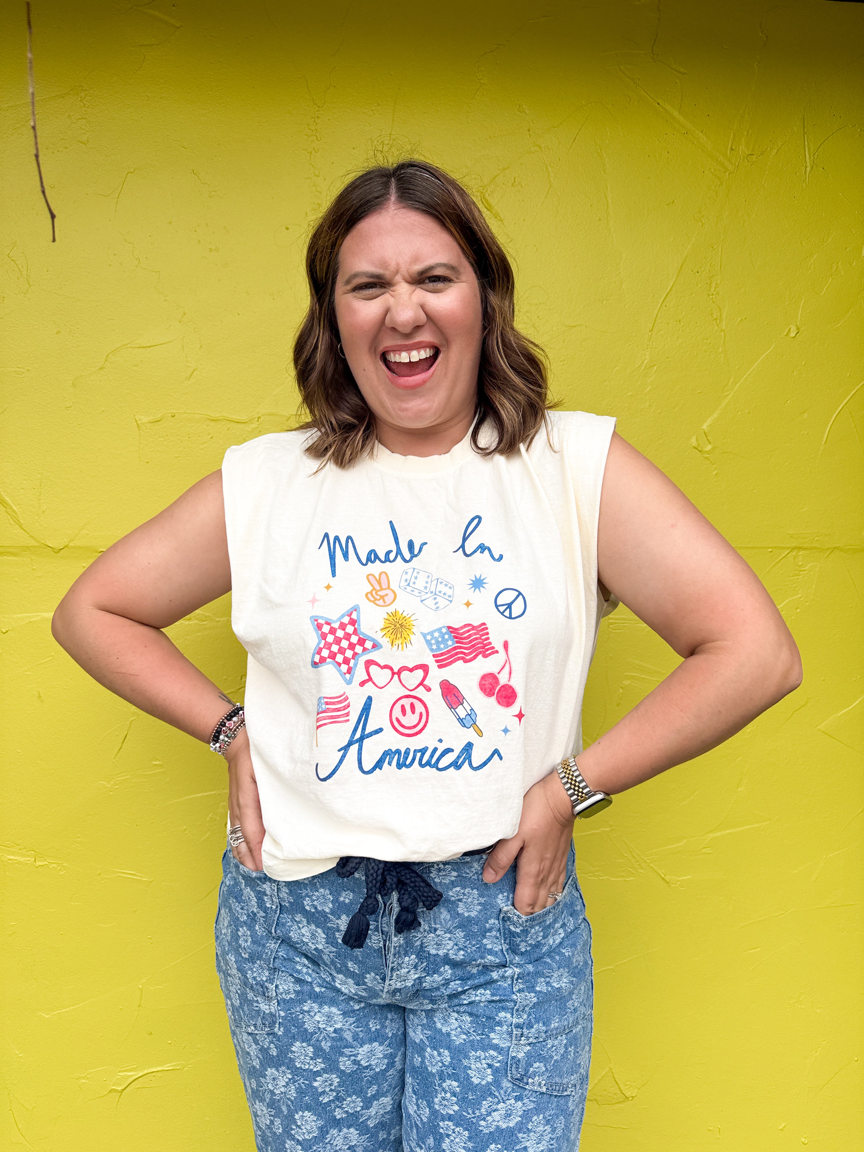 "Made in America" Retro Graphic Muscle Tee