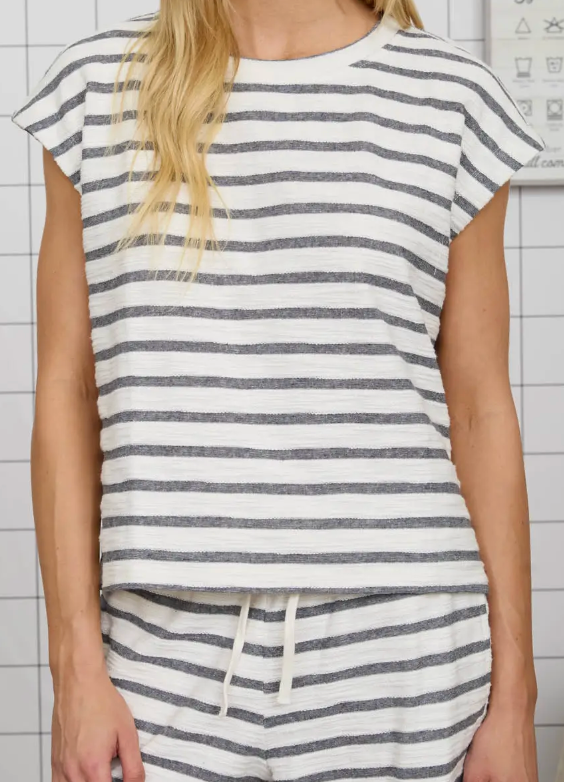 Stripe Round Neck Short Sleeve Knit Top