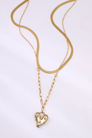 Double Layer Pearl Heart Necklace