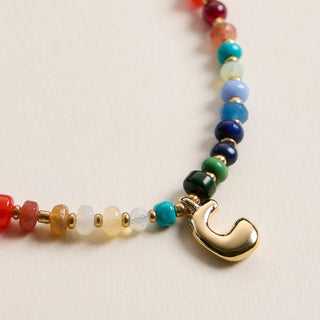 Beaded Initial Charm Necklace