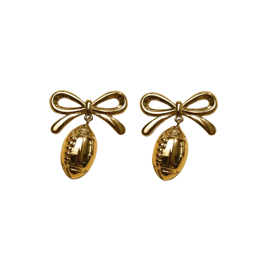 N+S | Gold Football & Bow Drop Studs