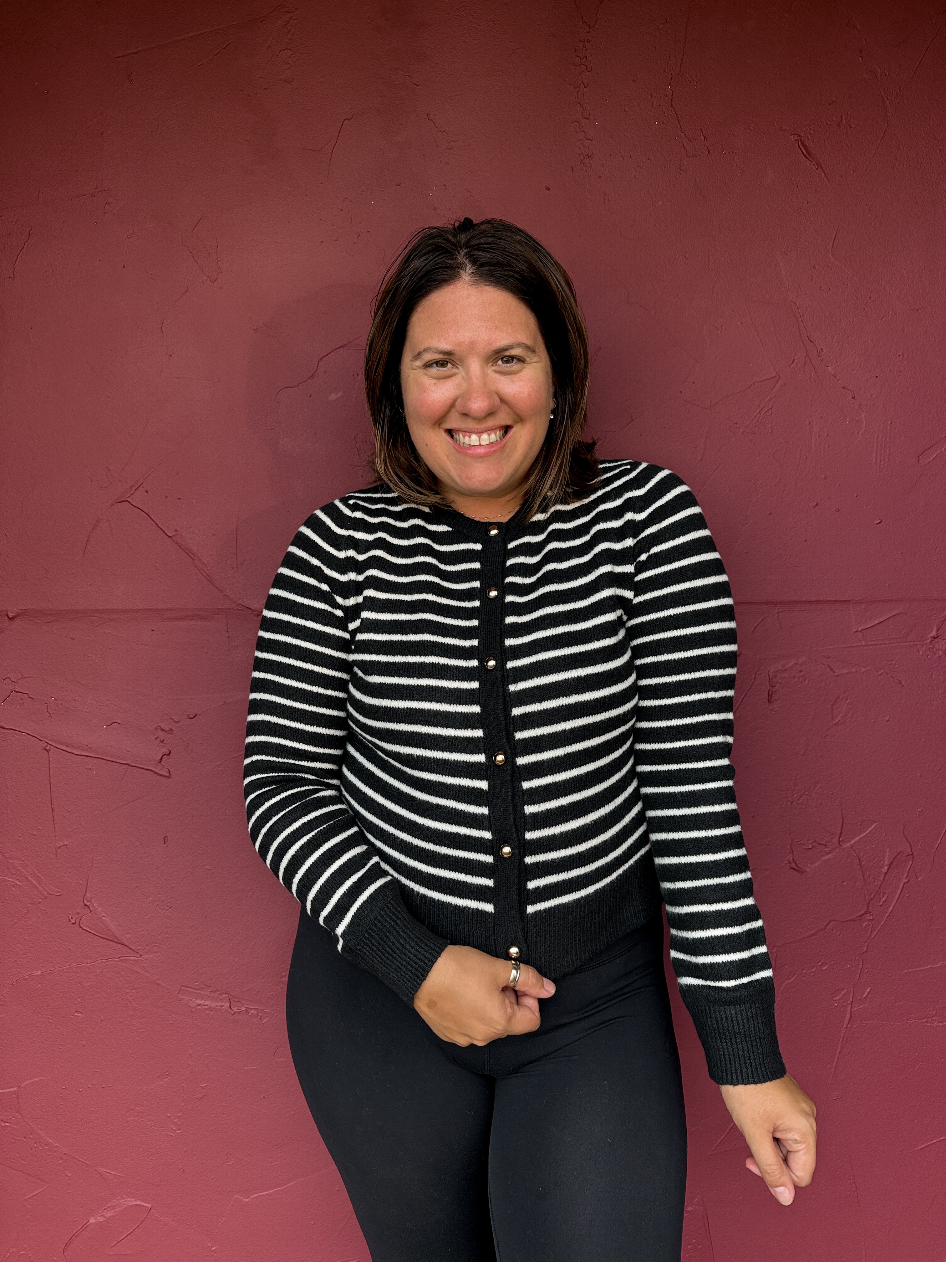 Striped Crewneck Cardigan